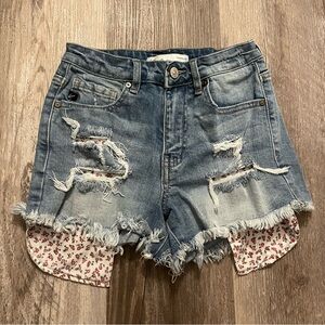 KanCan Frayed Blue Denim Jean Shorts Size 24